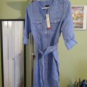 NWT: Talbots Linen Popover Shirtdress - Cross-Dye with Belt